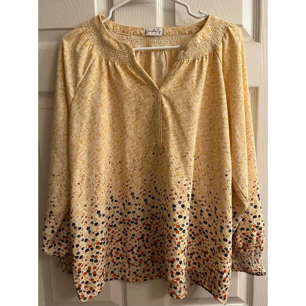 WONDERLY~YELLOW LONG SLEEVE~ PULLOVER~ BLOUSE~ XL+